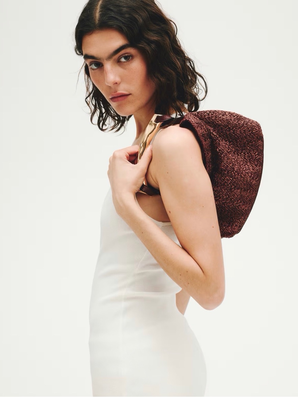 Viral H&M NWT Metal Handle Bag Shoulder Bag Straw Raffia Vacation - Picture 3 of 6